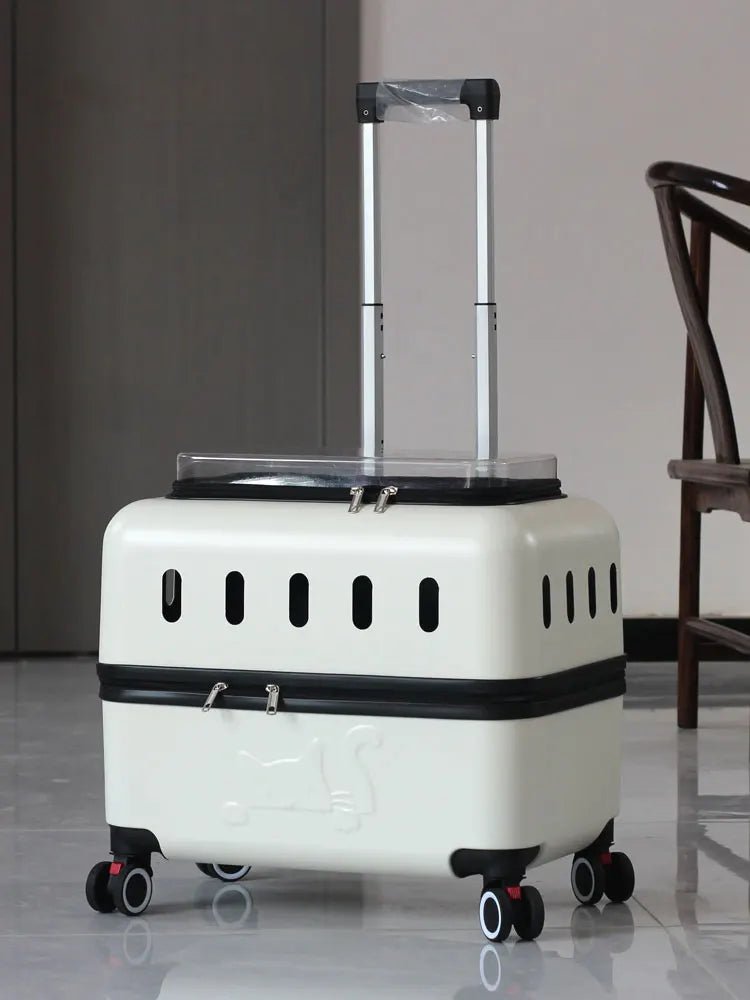 Large Pet Travel Carrier Rolling Pet Transport for Cats & Small Dogs Breathable Cat Suitcase Transparent Skylight Pet Stroller - Lily.sg Global Shopping