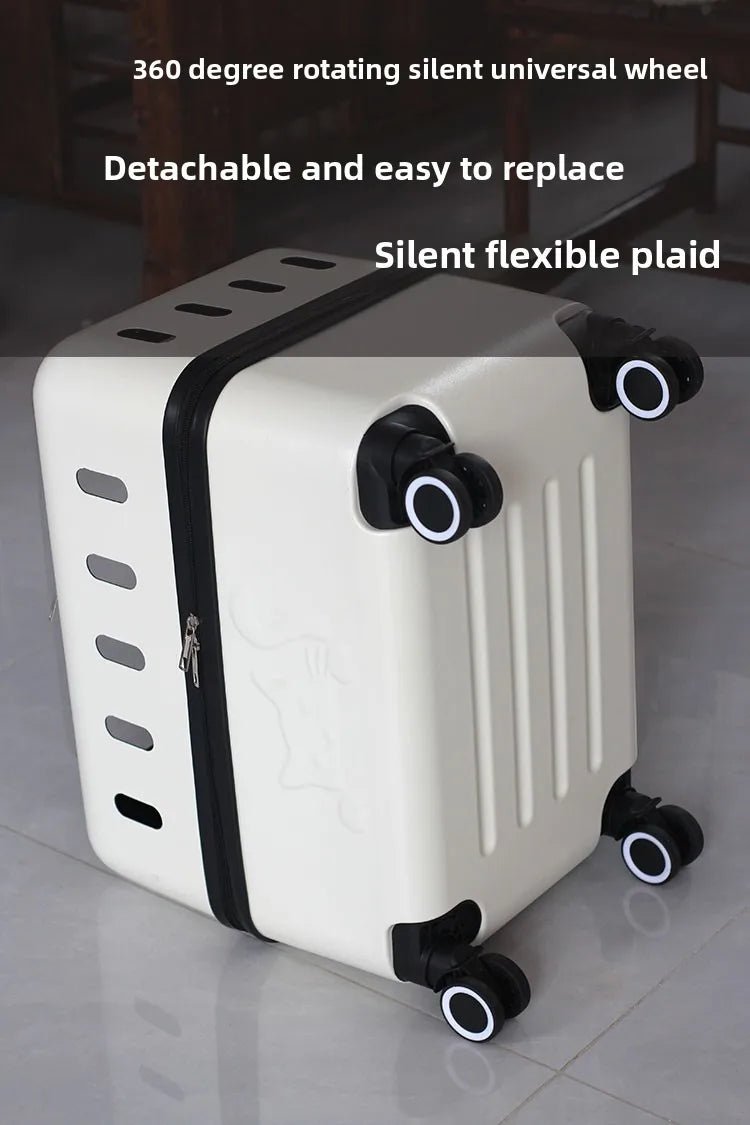 Large Pet Travel Carrier Rolling Pet Transport for Cats & Small Dogs Breathable Cat Suitcase Transparent Skylight Pet Stroller - Lily.sg Global Shopping