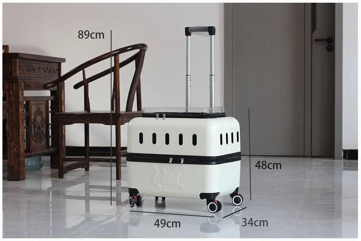 Large Pet Travel Carrier Rolling Pet Transport for Cats & Small Dogs Breathable Cat Suitcase Transparent Skylight Pet Stroller - Lily.sg Global Shopping