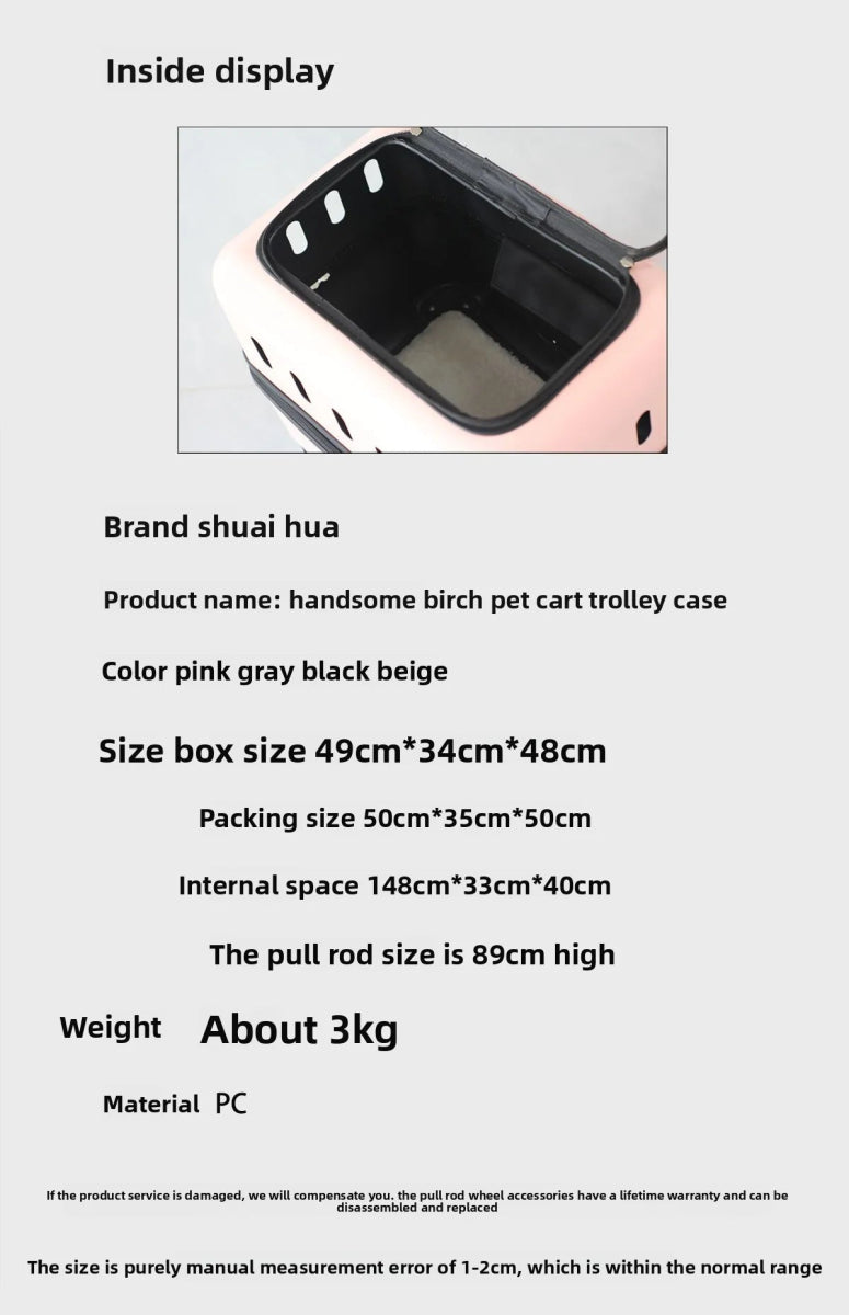 Large Pet Travel Carrier Rolling Pet Transport for Cats & Small Dogs Breathable Cat Suitcase Transparent Skylight Pet Stroller - Lily.sg Global Shopping