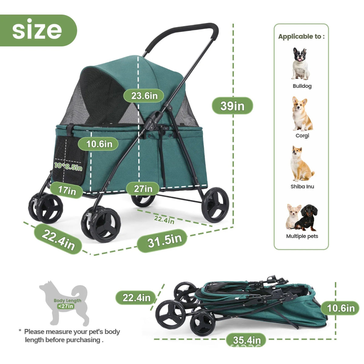 Large Pet Travel Strollers Foldable Enlarged Dog Cart Artifact Large Space for Easy Folding and Portable Travel Pet Products - Lily.sg Global Shopping