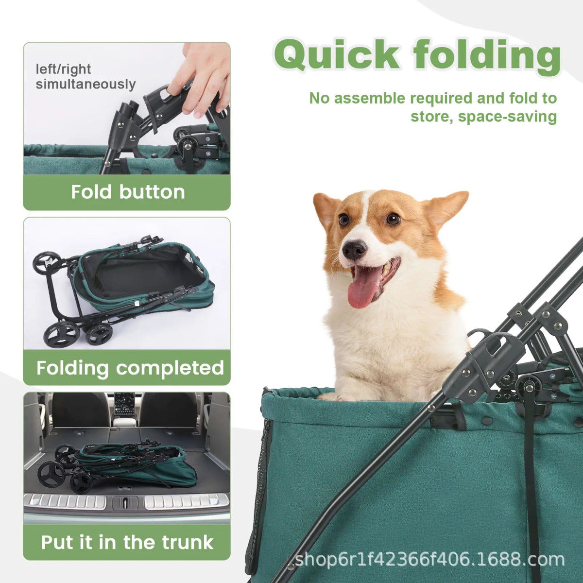 Large Pet Travel Strollers Foldable Enlarged Dog Cart Artifact Large Space for Easy Folding and Portable Travel Pet Products - Lily.sg Global Shopping