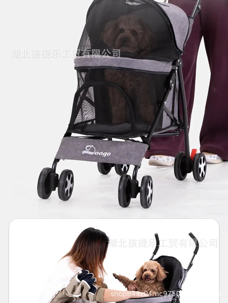 Lightweight Folding Pet Stroller Cat Dog Four Wheel Stroller Pet Out Teddy Cat Stroller - Lily.sg Global Shopping