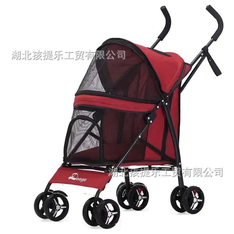 Lightweight Folding Pet Stroller Cat Dog Four Wheel Stroller Pet Out Teddy Cat Stroller - Lily.sg Global Shopping