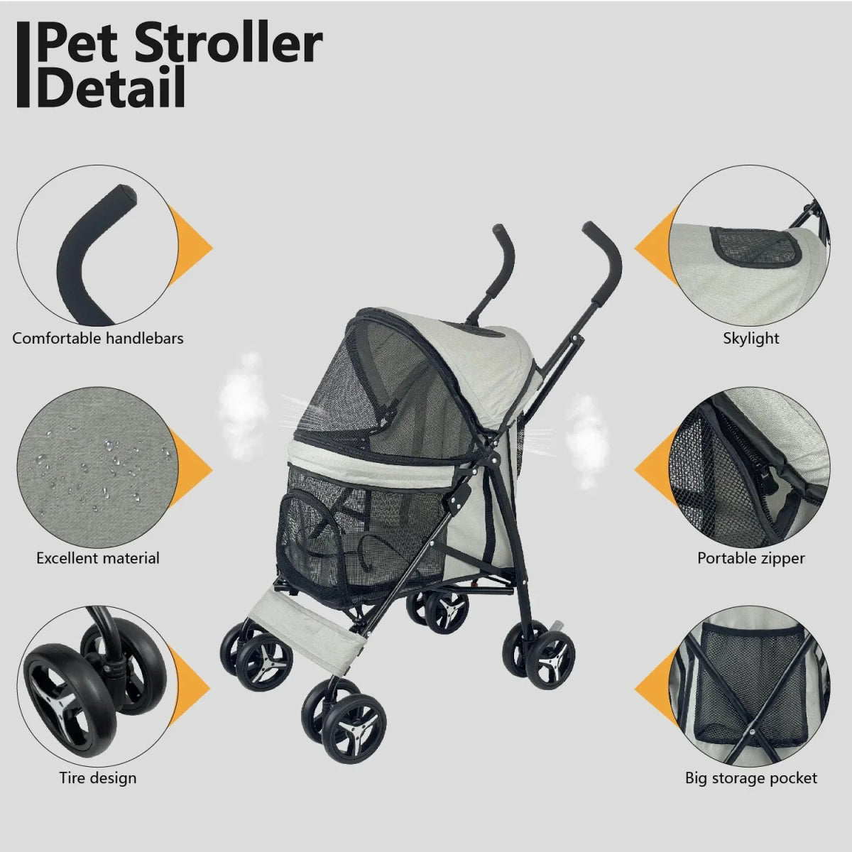 Lightweight Folding Pet Stroller Cat Dog Four Wheel Stroller Pet Out Teddy Cat Stroller - Lily.sg Global Shopping
