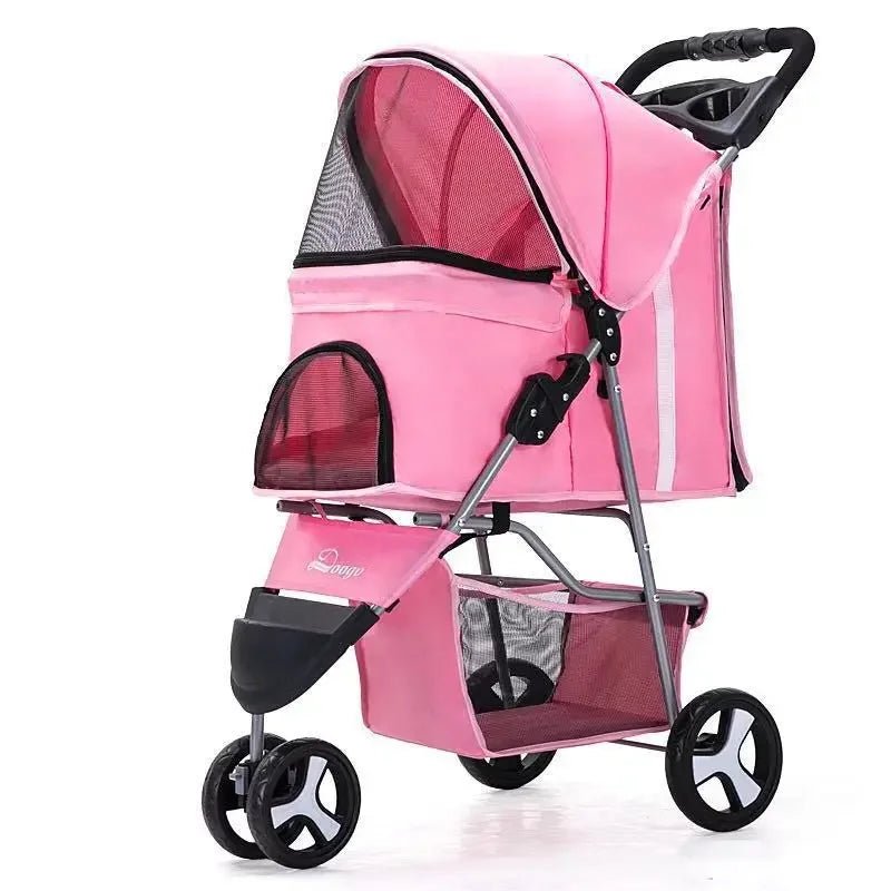 Lightweight Folding Pet Trolley Cat, Dog and Cart Three - wheeled Pet Cart Go Out Cart Supplies Dog Stroller - Lily.sg Global Shopping