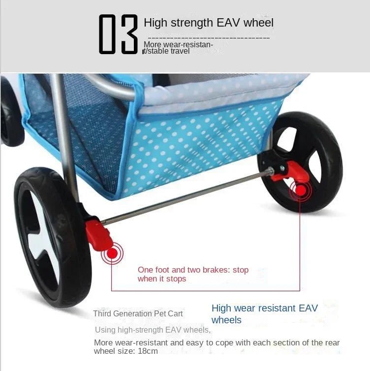 Lightweight Folding Pet Trolley Cat, Dog and Cart Three - wheeled Pet Cart Go Out Cart Supplies Dog Stroller - Lily.sg Global Shopping