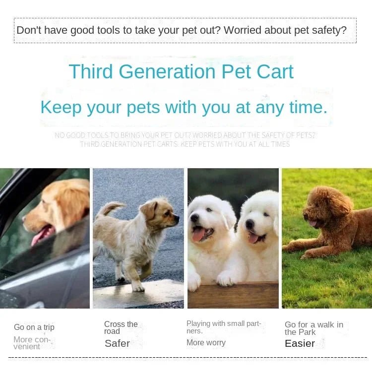 Lightweight Folding Pet Trolley Cat, Dog and Cart Three - wheeled Pet Cart Go Out Cart Supplies Dog Stroller - Lily.sg Global Shopping