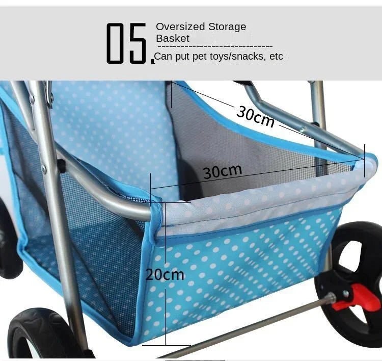 Lightweight Folding Pet Trolley Cat, Dog and Cart Three - wheeled Pet Cart Go Out Cart Supplies Dog Stroller - Lily.sg Global Shopping