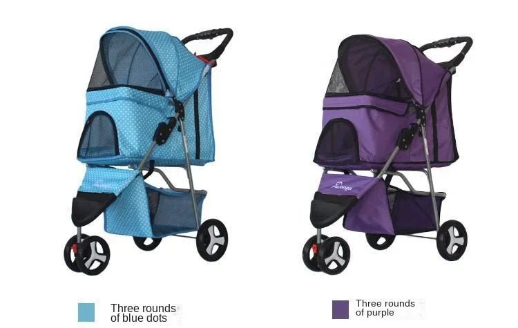 Lightweight Folding Pet Trolley Cat, Dog and Cart Three - wheeled Pet Cart Go Out Cart Supplies Dog Stroller - Lily.sg Global Shopping