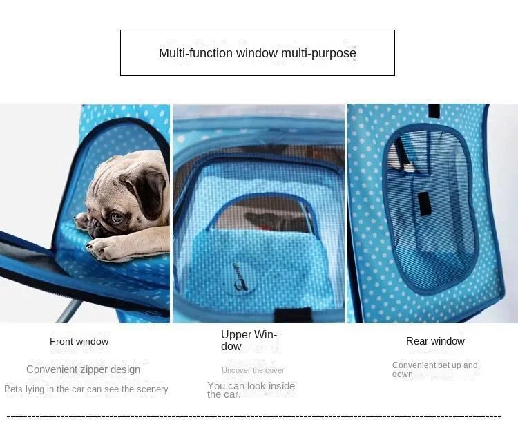 Lightweight Folding Pet Trolley Cat, Dog and Cart Three - wheeled Pet Cart Go Out Cart Supplies Dog Stroller - Lily.sg Global Shopping