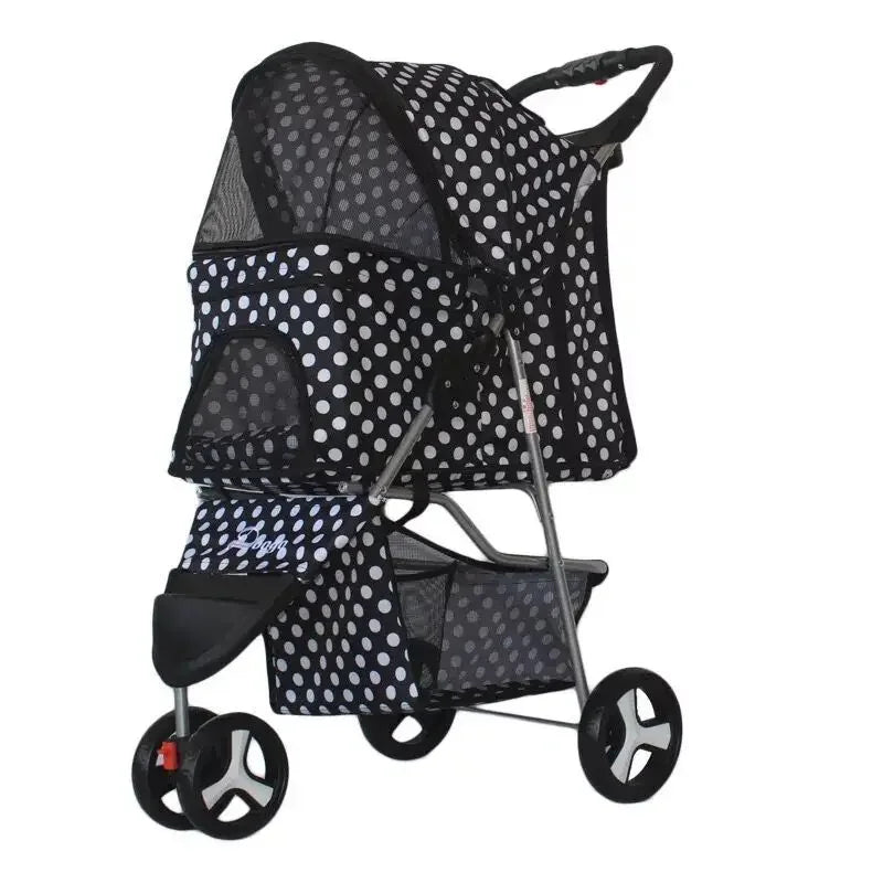 Lightweight Folding Pet Trolley Cat, Dog and Cart Three - wheeled Pet Cart Go Out Cart Supplies Dog Stroller - Lily.sg Global Shopping