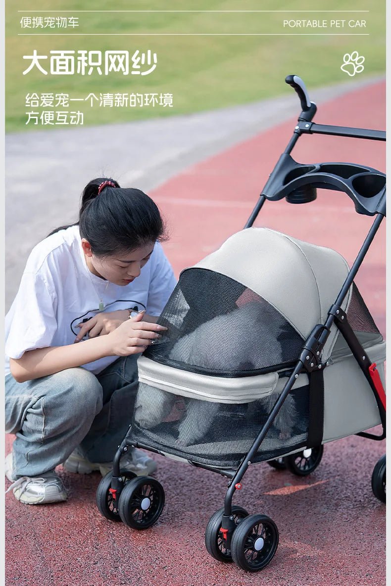 Lightweight Pet Stroller for Cats & Dogs - Foldable Dog Cat Carrier for Small Pets like Teddy & Puppies - Lily.sg Global Shopping