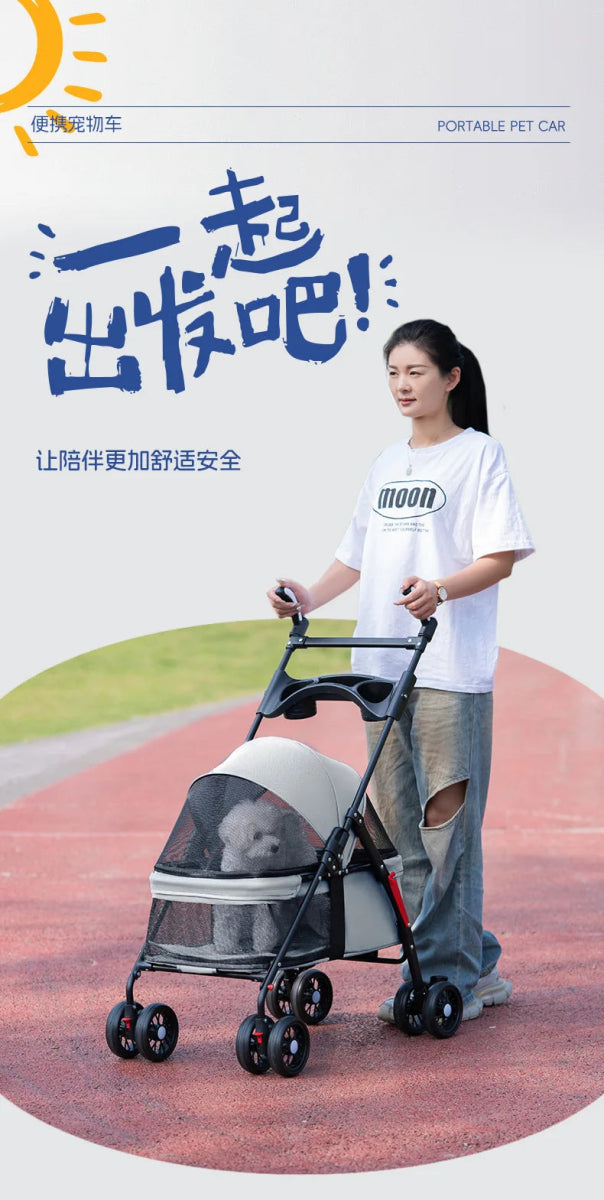 Lightweight Pet Stroller for Cats & Dogs - Foldable Dog Cat Carrier for Small Pets like Teddy & Puppies - Lily.sg Global Shopping