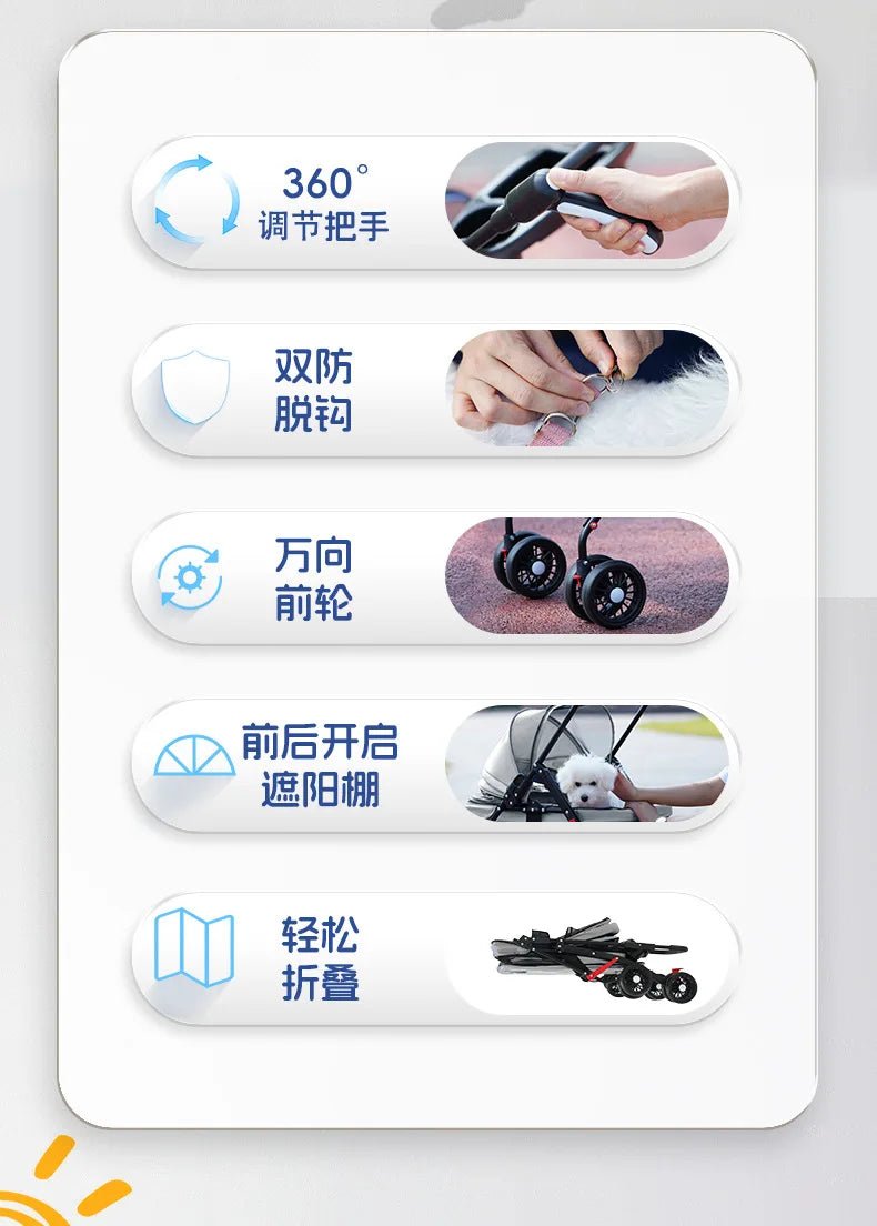 Lightweight Pet Stroller for Cats & Dogs - Foldable Dog Cat Carrier for Small Pets like Teddy & Puppies - Lily.sg Global Shopping