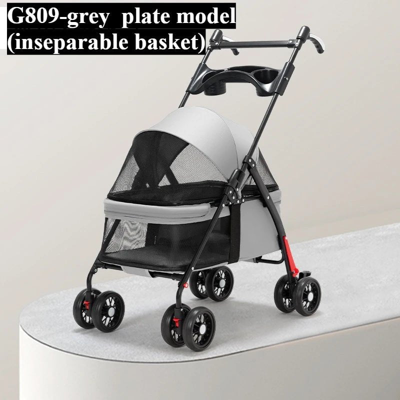 Lightweight Pet Stroller for Cats & Dogs - Foldable Dog Cat Carrier for Small Pets like Teddy & Puppies - Lily.sg Global Shopping