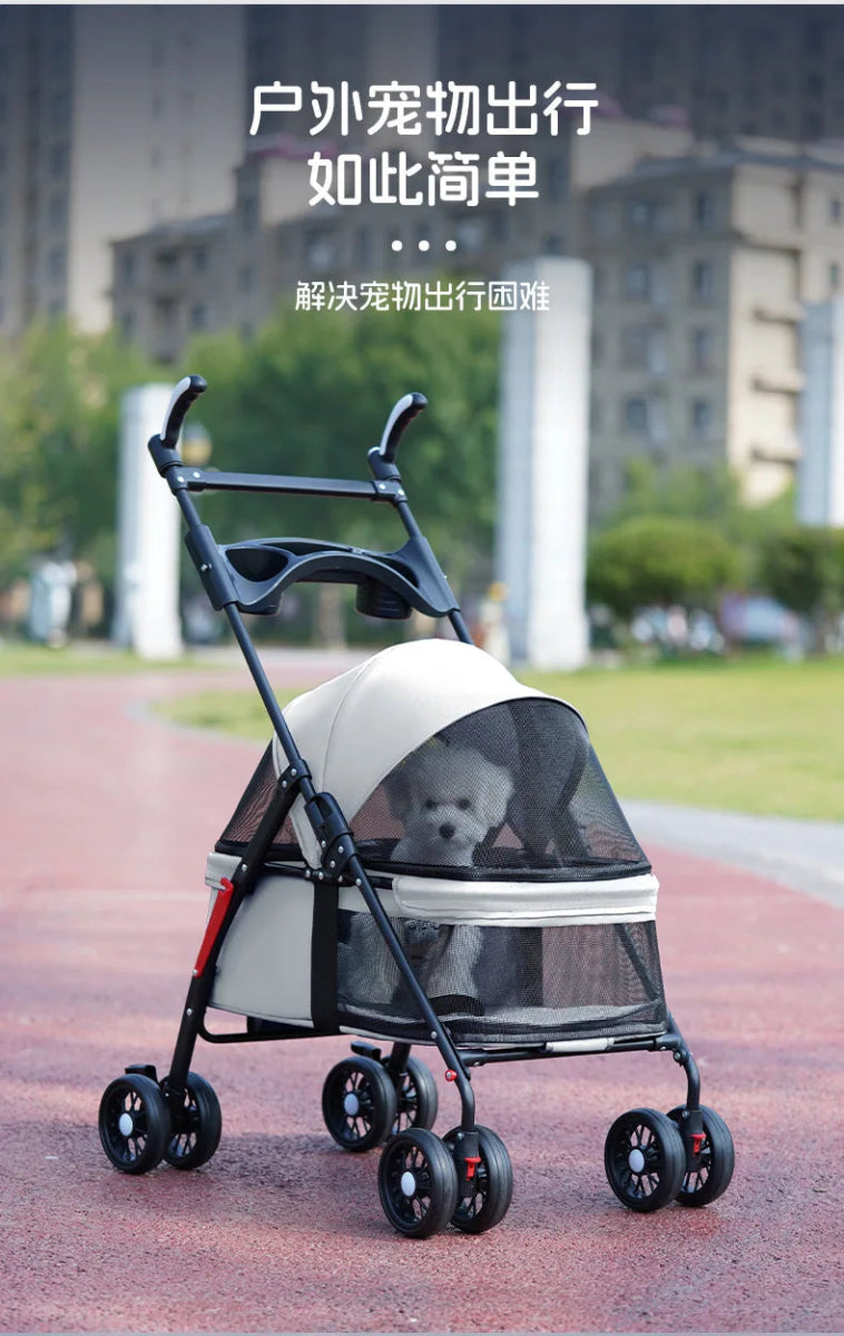 Lightweight Pet Stroller for Cats & Dogs - Foldable Dog Cat Carrier for Small Pets like Teddy & Puppies - Lily.sg Global Shopping