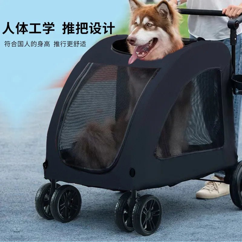 Medium and Large Dog Out Trolley Pet Trolley Foldable Elderly Dog Disability Assistance Car Cat Stroller Cat Cart Pet Stroller - Lily.sg Global Shopping