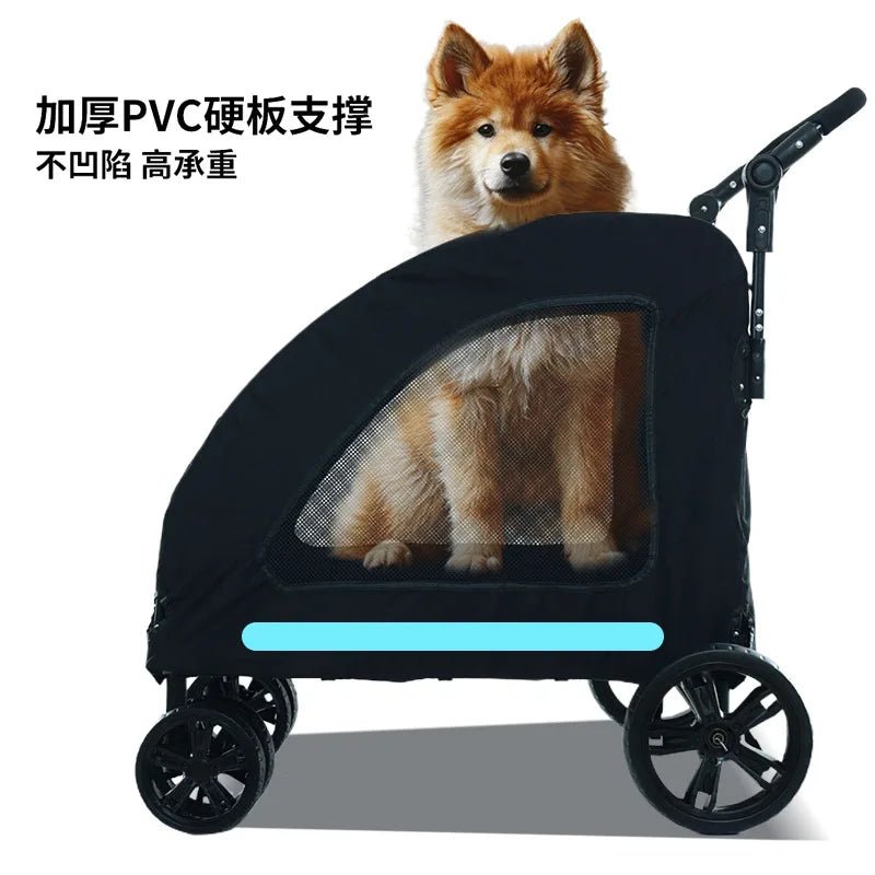 Medium and Large Dog Out Trolley Pet Trolley Foldable Elderly Dog Disability Assistance Car Cat Stroller Cat Cart Pet Stroller - Lily.sg Global Shopping