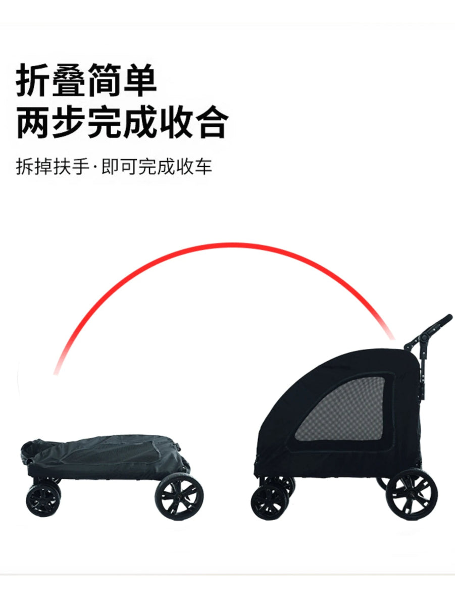 Medium and Large Dog Out Trolley Pet Trolley Foldable Elderly Dog Disability Assistance Car Cat Stroller Cat Cart Pet Stroller - Lily.sg Global Shopping