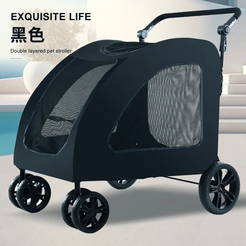 Medium and Large Dog Out Trolley Pet Trolley Foldable Elderly Dog Disability Assistance Car Cat Stroller Cat Cart Pet Stroller - Lily.sg Global Shopping