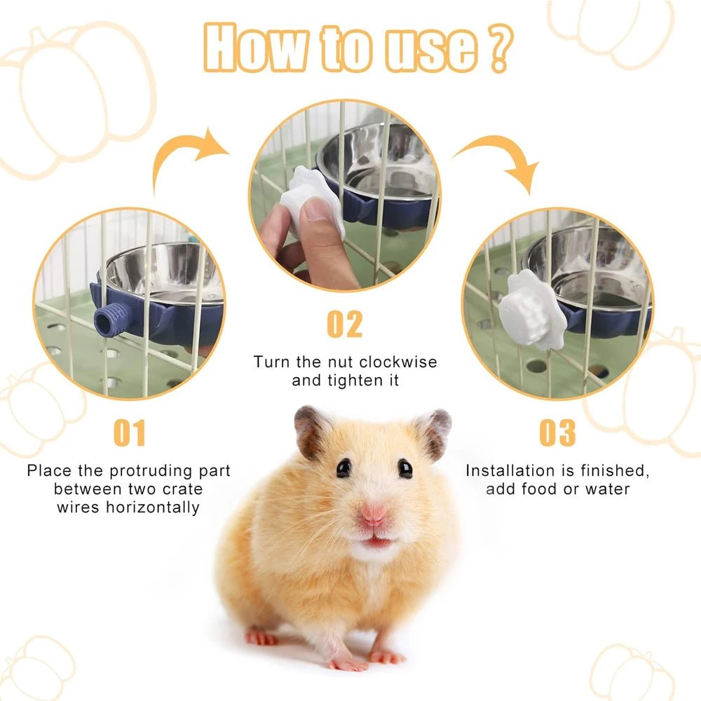 Movable Lifting Pet Hanging Food Bowl Pumpkin Shaped Stainless Steel Water Bowl for Rabbit Hamster Bird Cat Pet Feeding Supplies - Lily.sg Global Shopping