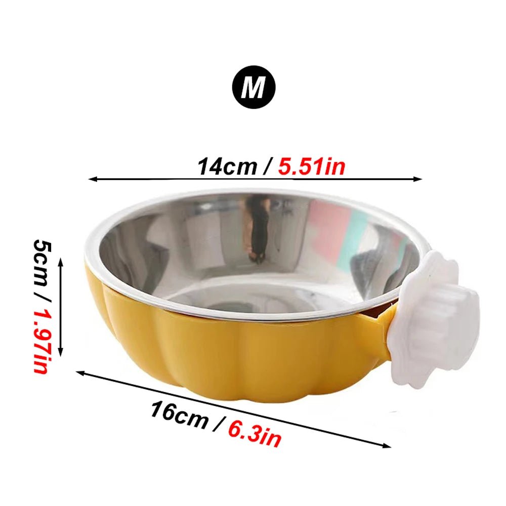 Movable Lifting Pet Hanging Food Bowl Pumpkin Shaped Stainless Steel Water Bowl for Rabbit Hamster Bird Cat Pet Feeding Supplies - Lily.sg Global Shopping
