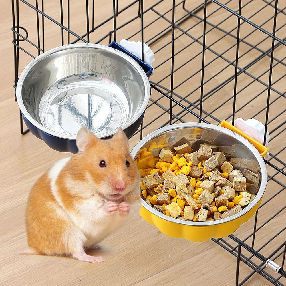 Movable Lifting Pet Hanging Food Bowl Pumpkin Shaped Stainless Steel Water Bowl for Rabbit Hamster Bird Cat Pet Feeding Supplies - Lily.sg Global Shopping