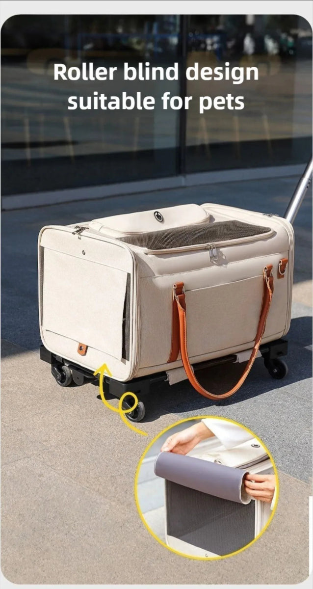 Multifunctional Cat Carrier with Trolley Large Capacity Breathable Foldable Pet Bag for Cats and Dogs - Lily.sg Global Shopping