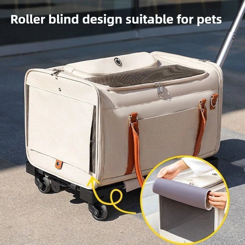 Multifunctional Cat Carrier with Trolley Large Capacity Breathable Foldable Pet Bag for Cats and Dogs - Lily.sg Global Shopping