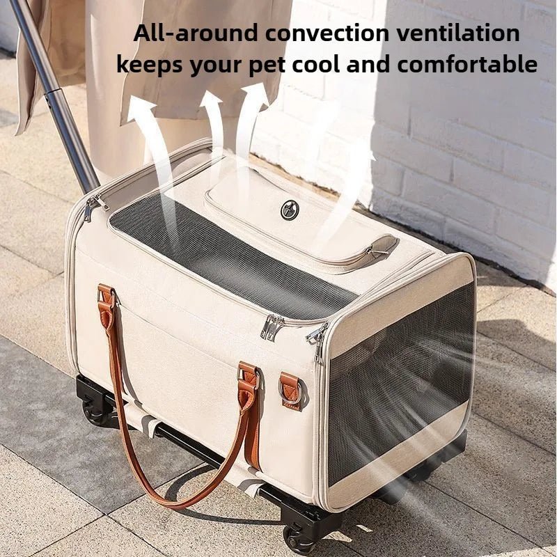 Multifunctional Cat Carrier with Trolley Large Capacity Breathable Foldable Pet Bag for Cats and Dogs - Lily.sg Global Shopping