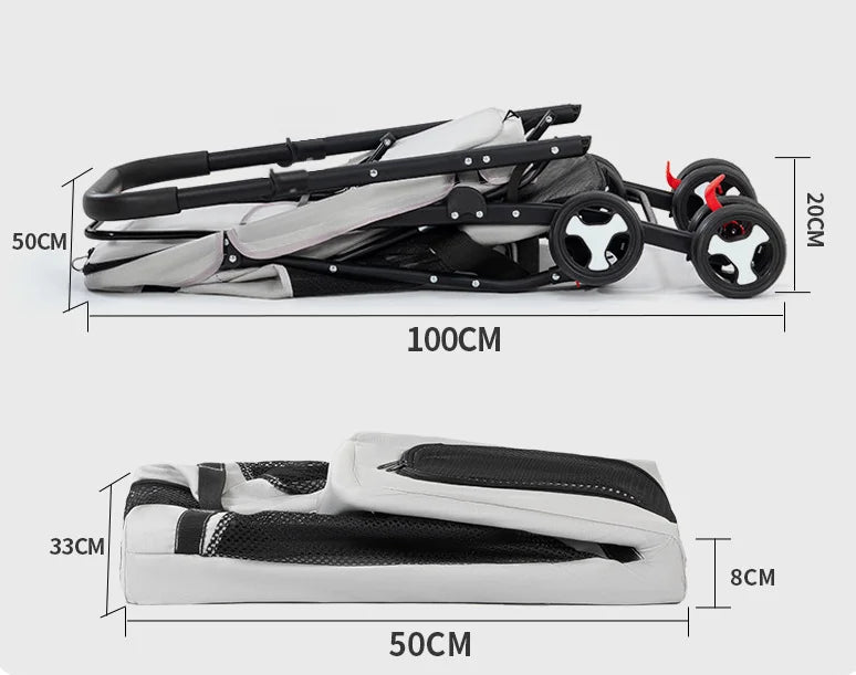 Multifunctional double - layer pet cart Lightweight and foldable pet outdoor travel stroller Ventilated and breathable dog cart - Lily.sg Global Shopping