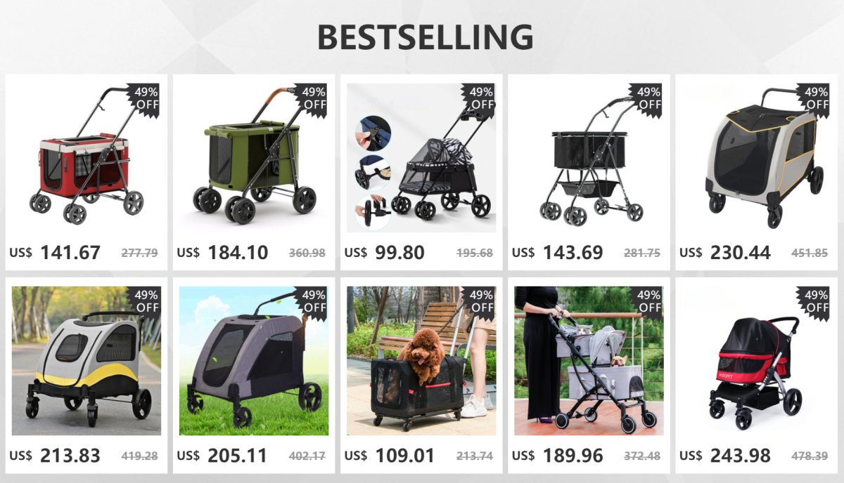 Multiple pet strollers large dog trolley cart folded large space Multifunctional trolley case with wheel bearing 30kg for travel - Lily.sg Global Shopping