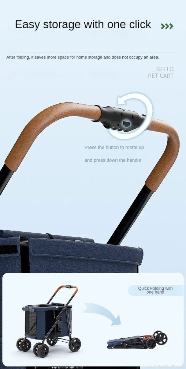 Multiple pet strollers large dog trolley cart folded large space Multifunctional trolley case with wheel bearing 30kg for travel - Lily.sg Global Shopping