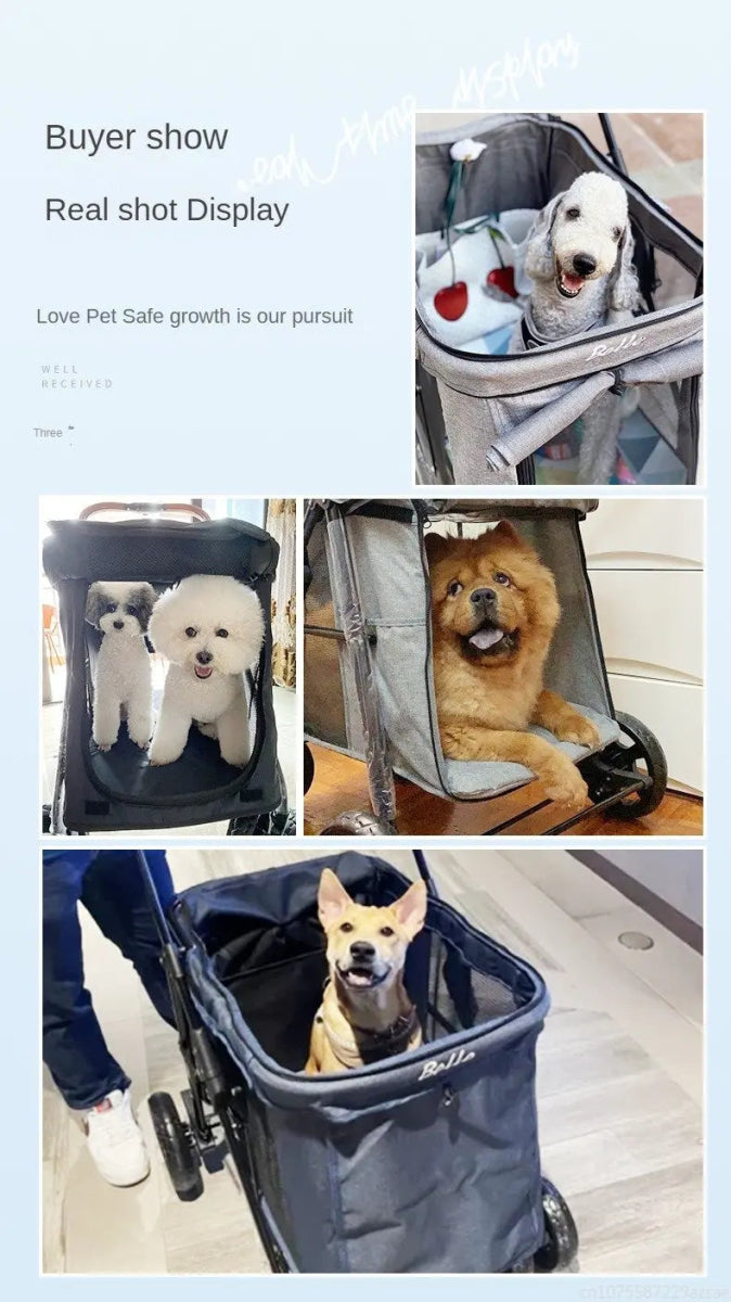 Multiple pet strollers large dog trolley cart folded large space Multifunctional trolley case with wheel bearing 30kg for travel - Lily.sg Global Shopping
