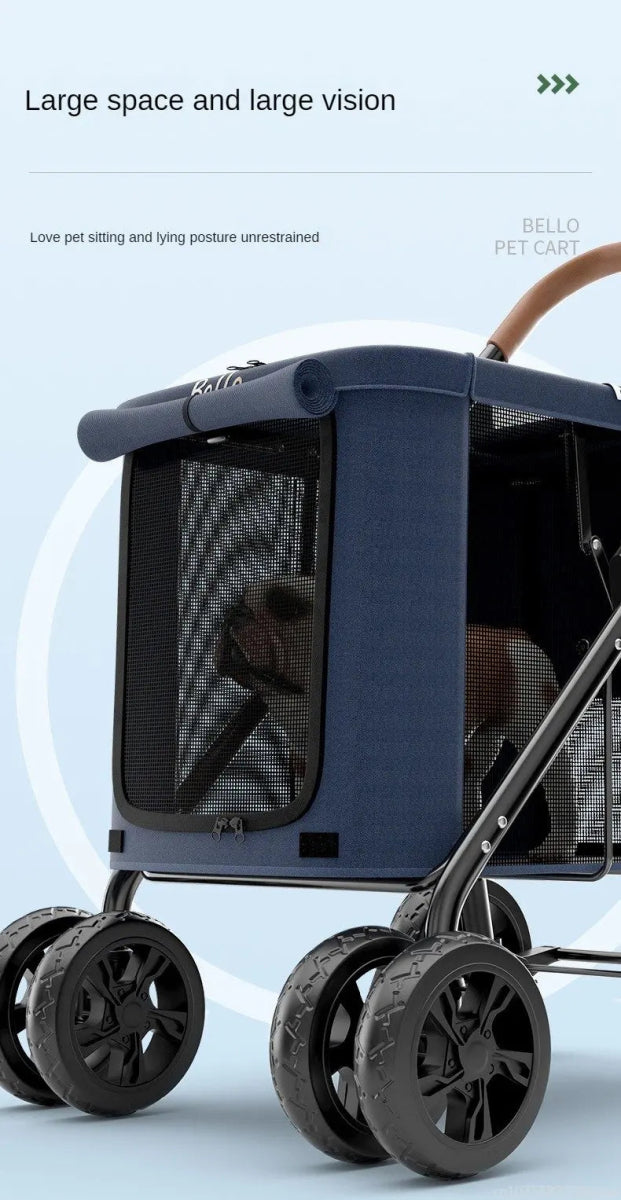 Multiple pet strollers large dog trolley cart folded large space Multifunctional trolley case with wheel bearing 30kg for travel - Lily.sg Global Shopping