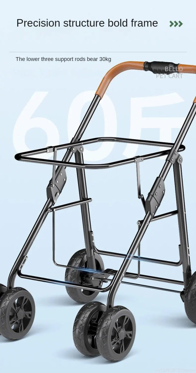 Multiple pet strollers large dog trolley cart folded large space Multifunctional trolley case with wheel bearing 30kg for travel - Lily.sg Global Shopping