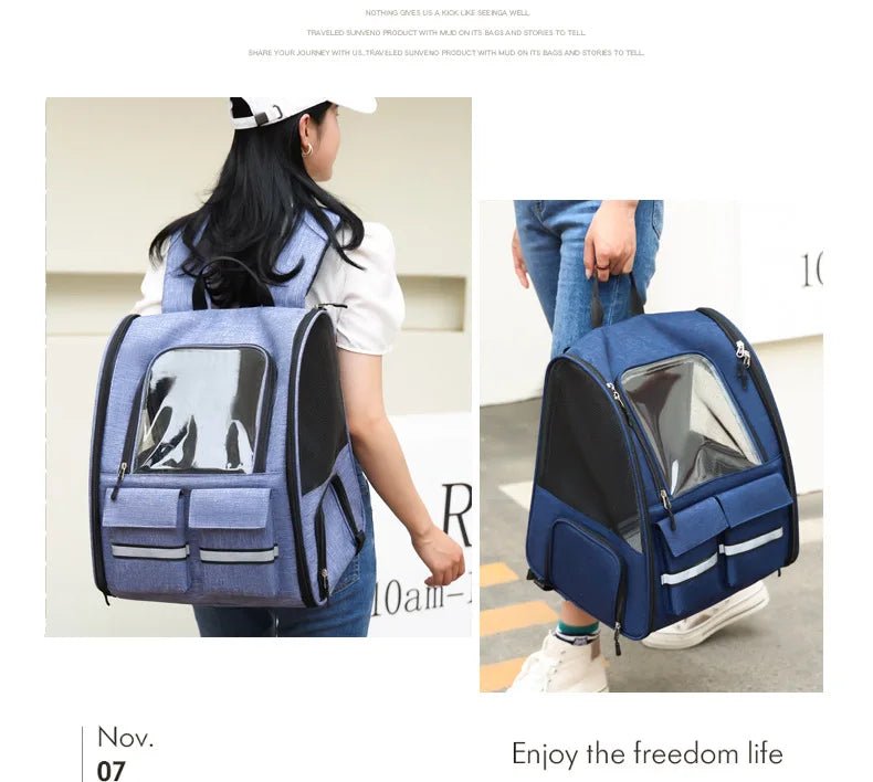 New Oxford Trolley Case Cat Carrier Backpack Travel Pet Bag with Reflective Stripe Outdoor Small Animals Rabbit Kitten Dog Bag - Lily.sg Global Shopping