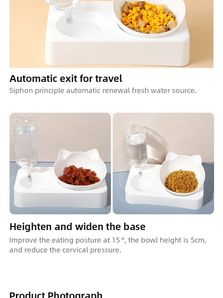 New Pet Bowl 15 Degrees Tilt to Protect Cervical Vertebrae Dog Food Bowl Automatic Drinking Feeder Pet Feeding Supplies - Lily.sg Global Shopping