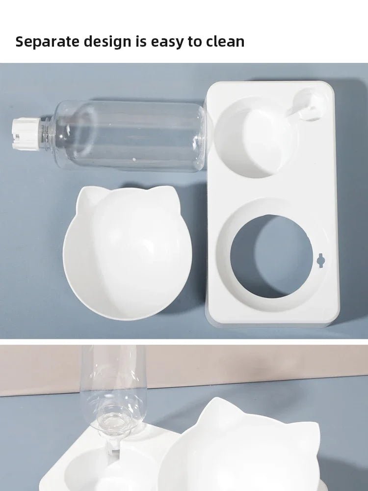 New Pet Bowl 15 Degrees Tilt to Protect Cervical Vertebrae Dog Food Bowl Automatic Drinking Feeder Pet Feeding Supplies - Lily.sg Global Shopping