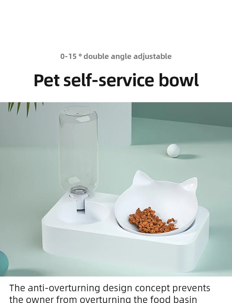 New Pet Bowl 15 Degrees Tilt to Protect Cervical Vertebrae Dog Food Bowl Automatic Drinking Feeder Pet Feeding Supplies - Lily.sg Global Shopping