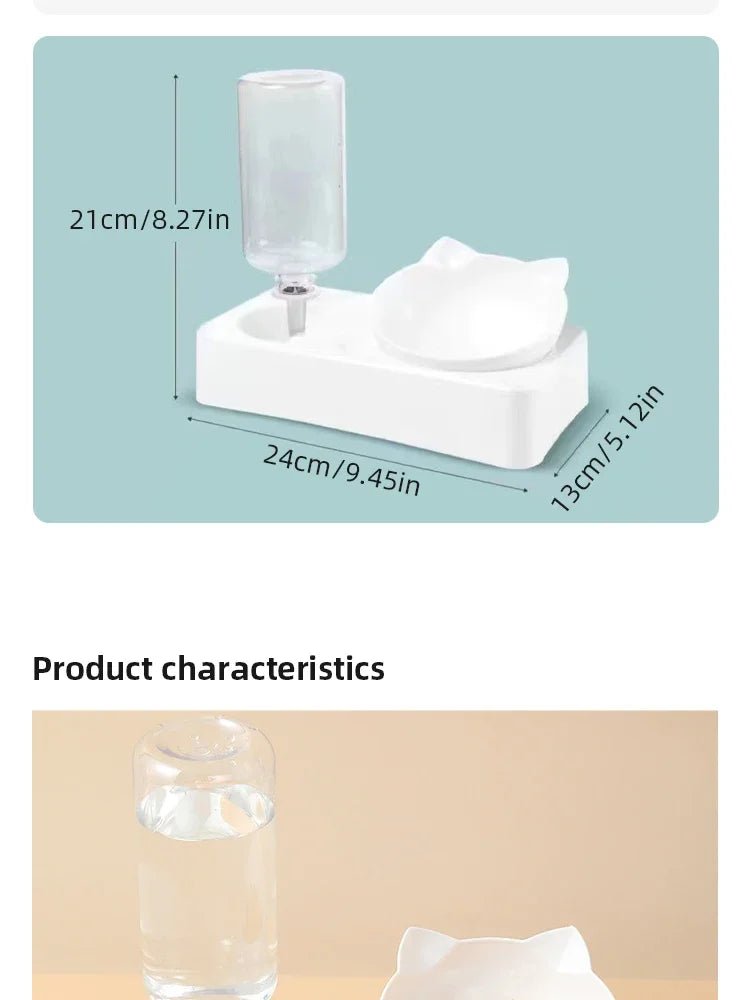 New Pet Bowl 15 Degrees Tilt to Protect Cervical Vertebrae Dog Food Bowl Automatic Drinking Feeder Pet Feeding Supplies - Lily.sg Global Shopping