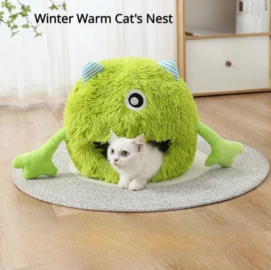New Pet Nest Winter Warm Dog Den Cat Villa Plush Pets Mattress Small Frog Shape Semi Enclosed Kitten Puppy House Pet Supplies - Lily.sg Global Shopping