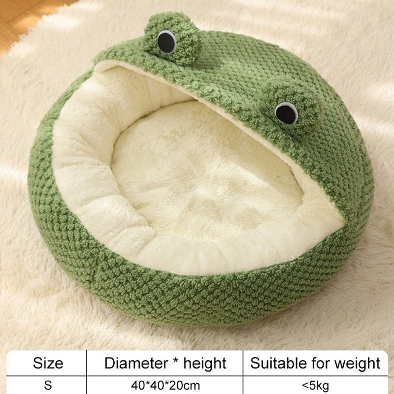 New Pet Nest Winter Warm Dog Den Cat Villa Plush Pets Mattress Small Frog Shape Semi Enclosed Kitten Puppy House Pet Supplies - Lily.sg Global Shopping