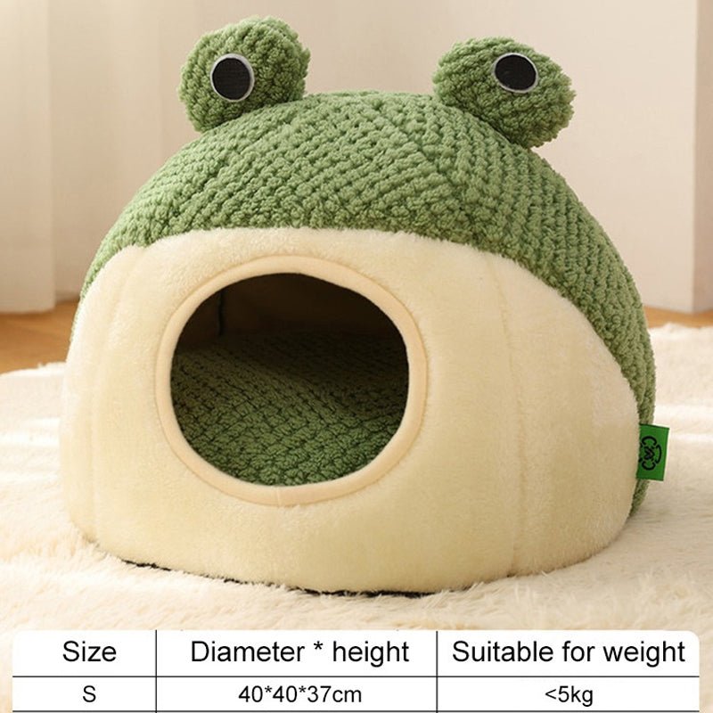 New Pet Nest Winter Warm Dog Den Cat Villa Plush Pets Mattress Small Frog Shape Semi Enclosed Kitten Puppy House Pet Supplies - Lily.sg Global Shopping