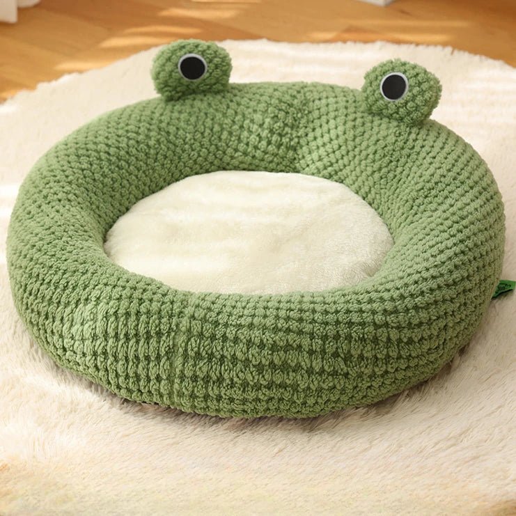 New Pet Nest Winter Warm Dog Den Cat Villa Plush Pets Mattress Small Frog Shape Semi Enclosed Kitten Puppy House Pet Supplies - Lily.sg Global Shopping