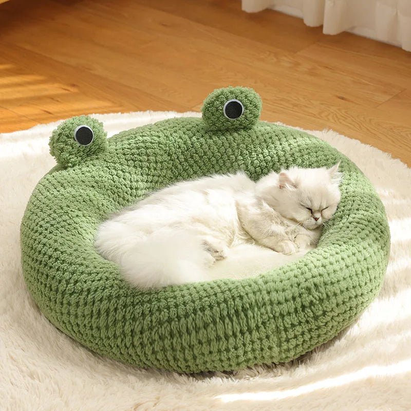 New Pet Nest Winter Warm Dog Den Cat Villa Plush Pets Mattress Small Frog Shape Semi Enclosed Kitten Puppy House Pet Supplies - Lily.sg Global Shopping