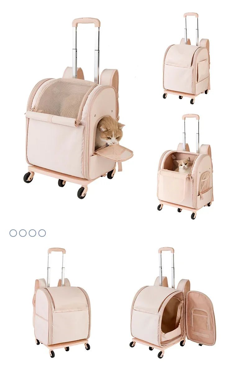 New Pet Trolley Bag Waterproof Oxford Cloth Cat Backpack Portable Foldable Lightweight Pet Trolley Case Dog Stroller Carrier - Lily.sg Global Shopping