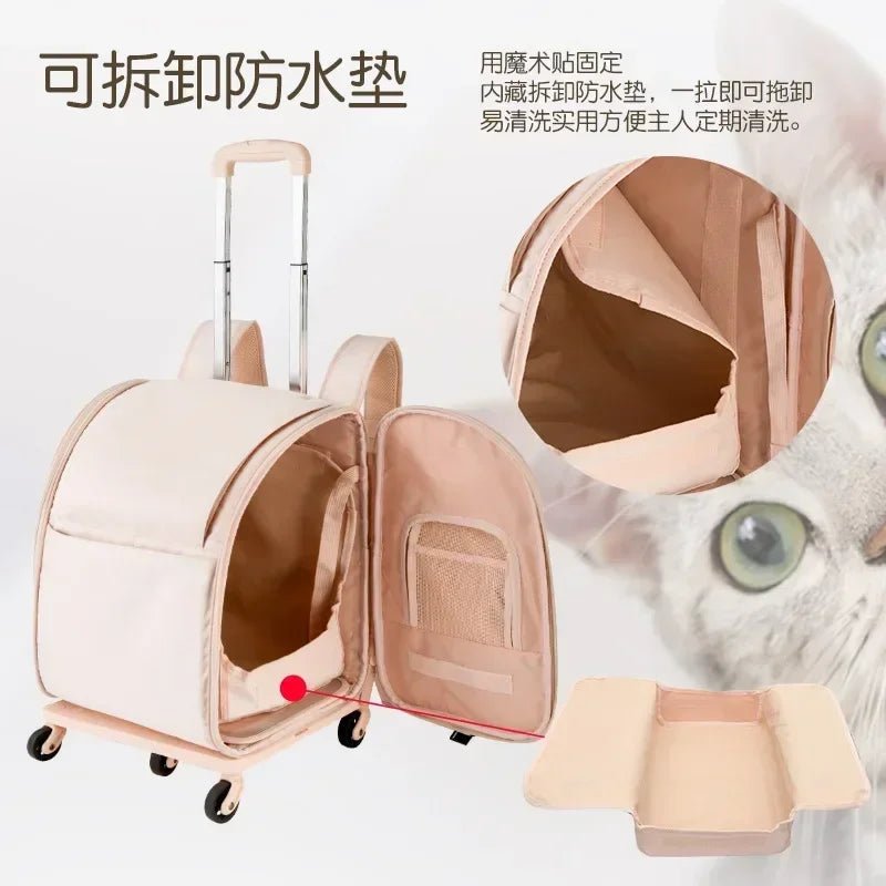 New Pet Trolley Bag Waterproof Oxford Cloth Cat Backpack Portable Foldable Lightweight Pet Trolley Case Dog Stroller Carrier - Lily.sg Global Shopping