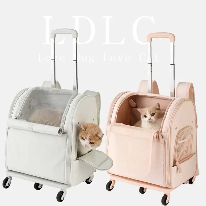 New Pet Trolley Bag Waterproof Oxford Cloth Cat Backpack Portable Foldable Lightweight Pet Trolley Case Dog Stroller Carrier - Lily.sg Global Shopping